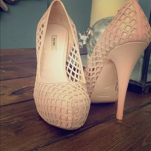 Pink platform high heels
